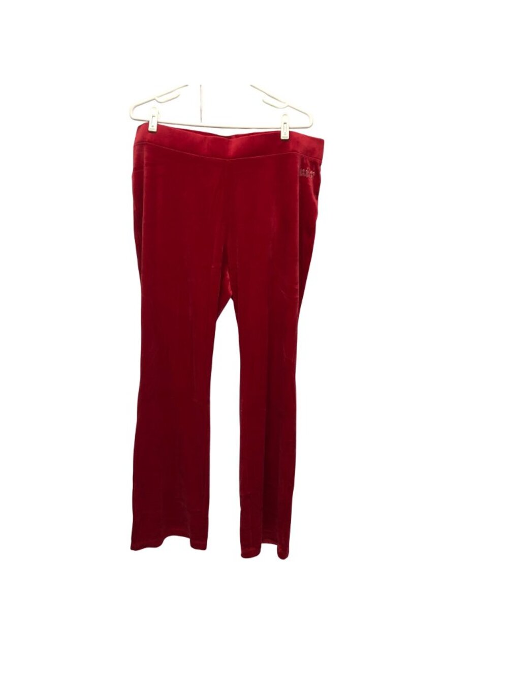 Juicy Couture Red Velour Lounge Pants Womens Size XXL Rhinestone Logo Comfy NEW